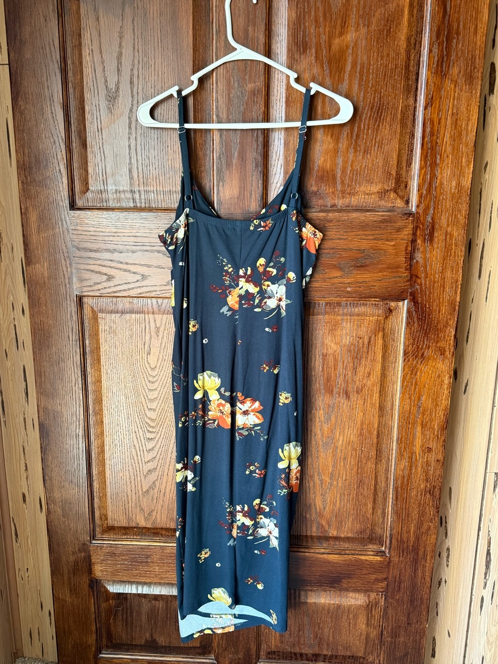 nine britton Navy Floral Dress with Yellow and Burgundy Blooms